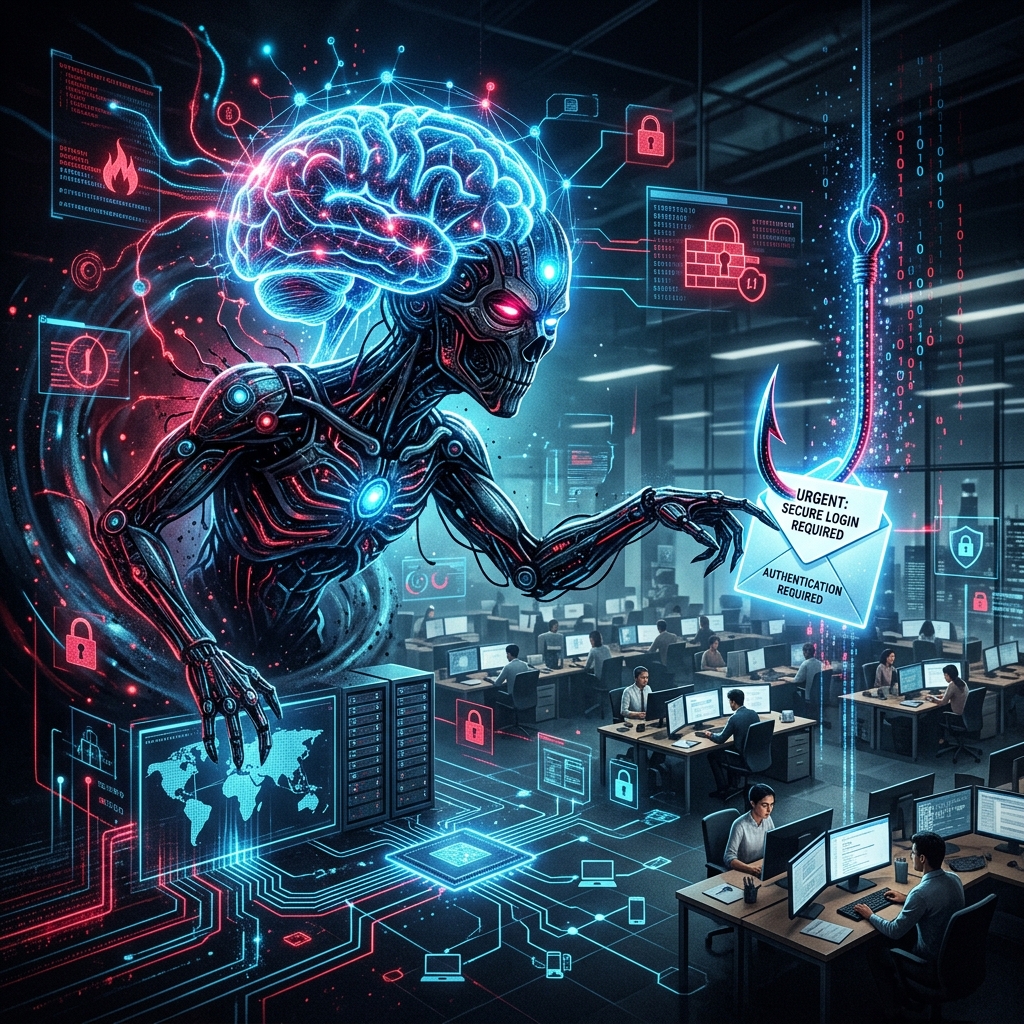 AI-powered phishing concept illustration