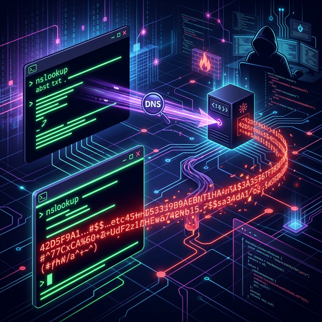 Abstract visualization of a DNS TXT record payload