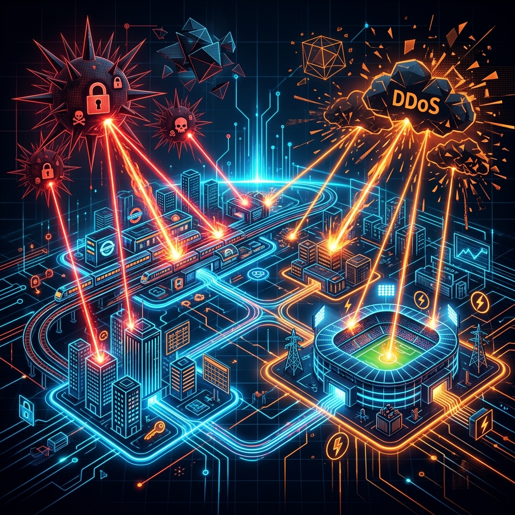 Critical infrastructure cyber threat illustration