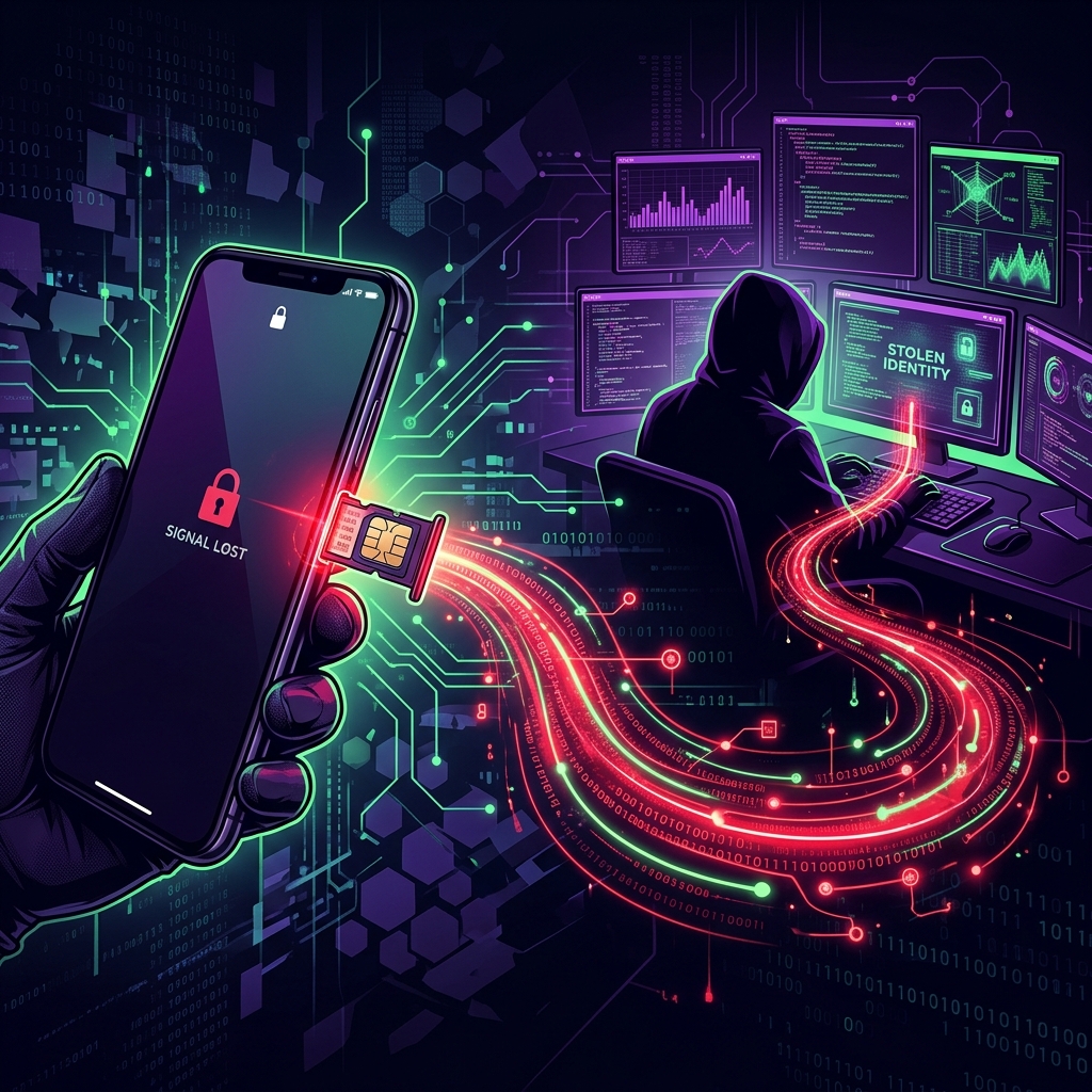 SIM swap attack concept illustration