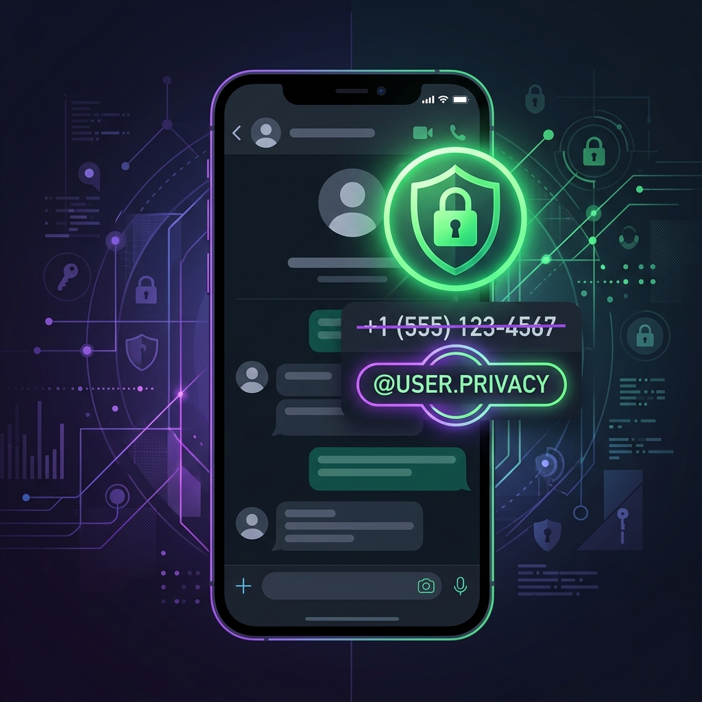 WhatsApp privacy and username concept illustration