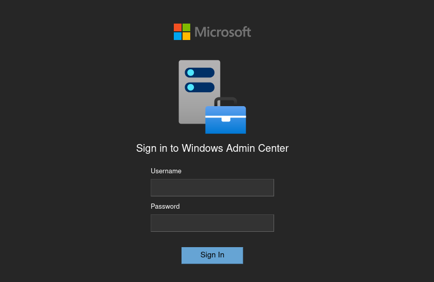 https://10.129.27.211:6600/ Sign in - Windows Admin Center